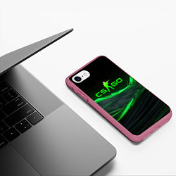 Чехол iPhone 7/8 матовый CSGO neon green logo, цвет: 3D-малиновый — фото 2