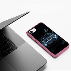 Чехол iPhone 7/8 матовый Мерседес космос, цвет: 3D-малиновый — фото 2