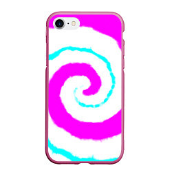 Чехол iPhone 7/8 матовый Тай-дай розовый, цвет: 3D-малиновый