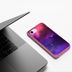 Чехол iPhone 7/8 матовый Разноцветный космос - неоновое свечение, цвет: 3D-малиновый — фото 2
