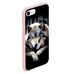 Чехол iPhone 7/8 матовый Волки - молодая семья, цвет: 3D-светло-розовый — фото 2