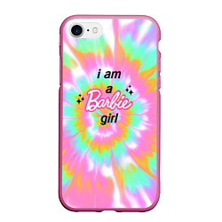 Чехол iPhone 7/8 матовый I am a Barbie girl - кислотный тай-дай, цвет: 3D-малиновый