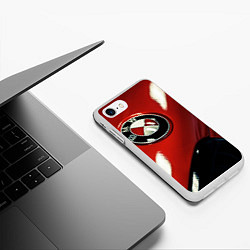 Чехол iPhone 7/8 матовый Знак бмв на капоте, цвет: 3D-белый — фото 2