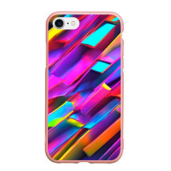 Чехол iPhone 7/8 матовый Неоновые разноцветные пластины, цвет: 3D-светло-розовый