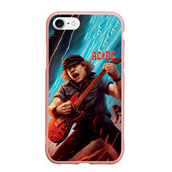 Чехол iPhone 7/8 матовый ACDC rock music, цвет: 3D-светло-розовый