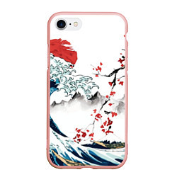 Чехол iPhone 7/8 матовый Хокусай большая волна в Канагаве - пародия укиё, цвет: 3D-светло-розовый