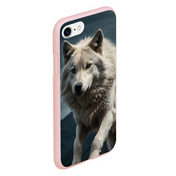 Чехол iPhone 7/8 матовый Белый волк вожак стаи, цвет: 3D-светло-розовый — фото 2