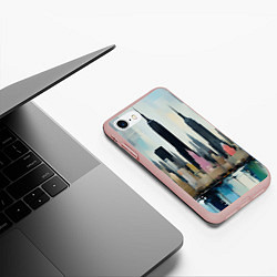 Чехол iPhone 7/8 матовый Нью-Йорк холст масло - нейросеть, цвет: 3D-светло-розовый — фото 2