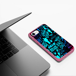 Чехол iPhone 7/8 матовый Billie Eilish neon pattern, цвет: 3D-малиновый — фото 2