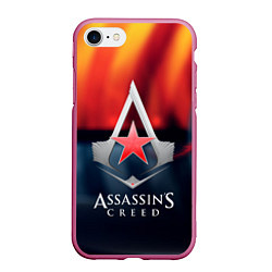 Чехол iPhone 7/8 матовый Assassins Creed ussr, цвет: 3D-малиновый