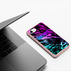 Чехол iPhone 7/8 матовый Fortnite neon uniform, цвет: 3D-светло-розовый — фото 2