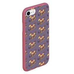 Чехол iPhone 7/8 матовый Деревянные лошадки качалки, цвет: 3D-малиновый — фото 2