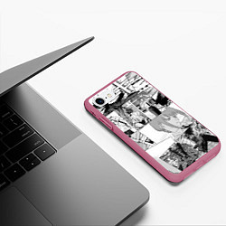 Чехол iPhone 7/8 матовый Человек Бензопила манга, цвет: 3D-малиновый — фото 2