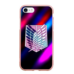 Чехол iPhone 7/8 матовый Attack on Titan stripes neon, цвет: 3D-светло-розовый