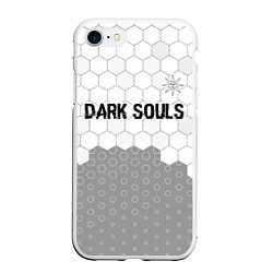 Чехол iPhone 7/8 матовый Dark Souls glitch на светлом фоне: символ сверху, цвет: 3D-белый