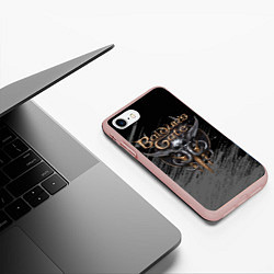Чехол iPhone 7/8 матовый Балудрс гейт лого - черно-белый, цвет: 3D-светло-розовый — фото 2