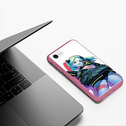 Чехол iPhone 7/8 матовый Ребекка cyberpunk, цвет: 3D-малиновый — фото 2