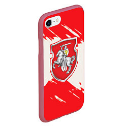 Чехол iPhone 7/8 матовый Belarus герб краски, цвет: 3D-малиновый — фото 2