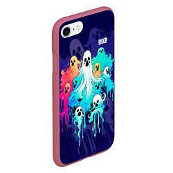 Чехол iPhone 7/8 матовый Разноцветные привидения, цвет: 3D-малиновый — фото 2