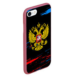 Чехол iPhone 7/8 матовый Герб РФ краски, цвет: 3D-малиновый — фото 2