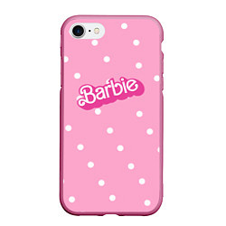 Чехол iPhone 7/8 матовый Барби - белый горошек на розовом, цвет: 3D-малиновый