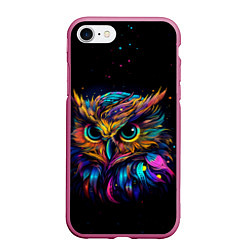 Чехол iPhone 7/8 матовый Разноцветная цифровая сова - нейросеть