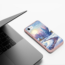 Чехол iPhone 7/8 матовый Тропинка к новогоднему дому, цвет: 3D-светло-розовый — фото 2