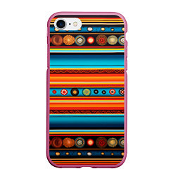 Чехол iPhone 7/8 матовый Этнический узор в горизонтальную полоску, цвет: 3D-малиновый