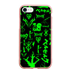 Чехол iPhone 7/8 матовый Berserk neon green, цвет: 3D-светло-розовый