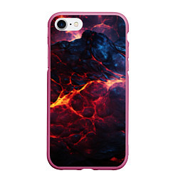 Чехол iPhone 7/8 матовый Разлом плит с лавой, цвет: 3D-малиновый