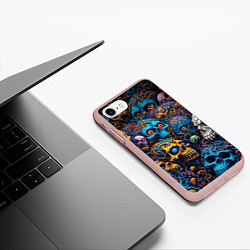 Чехол iPhone 7/8 матовый Psy skulls, цвет: 3D-светло-розовый — фото 2