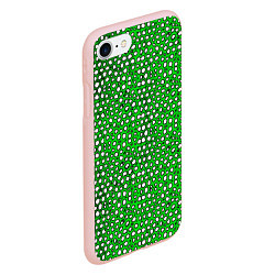 Чехол iPhone 7/8 матовый Белые пузырьки на зелёном фоне, цвет: 3D-светло-розовый — фото 2