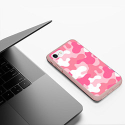 Чехол iPhone 7/8 матовый Камуфляж розовый, цвет: 3D-светло-розовый — фото 2