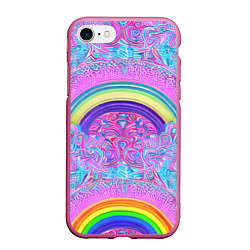 Чехол iPhone 7/8 матовый Радужный узор разноцветный, цвет: 3D-малиновый