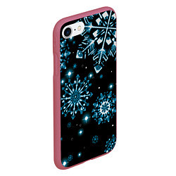 Чехол iPhone 7/8 матовый Кружение снежинок, цвет: 3D-малиновый — фото 2