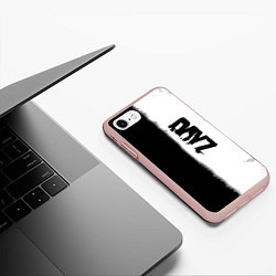 Чехол iPhone 7/8 матовый Dayz черно белый ужас, цвет: 3D-светло-розовый — фото 2