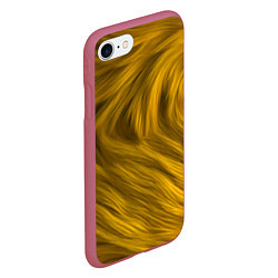 Чехол iPhone 7/8 матовый Текстура желтой шерсти, цвет: 3D-малиновый — фото 2