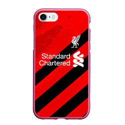 Чехол iPhone 7/8 матовый Ливерпуль - красные полосы, цвет: 3D-малиновый