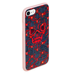 Чехол iPhone 7/8 матовый Красная неоновая сеть, цвет: 3D-светло-розовый — фото 2