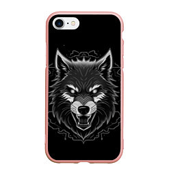 Чехол iPhone 7/8 матовый Серый хищник, цвет: 3D-светло-розовый