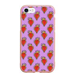 Чехол iPhone 7/8 матовый Причудливые сердца, цвет: 3D-светло-розовый