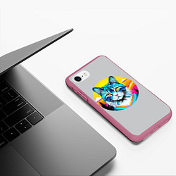 Чехол iPhone 7/8 матовый Нейросеть - кот в стиле граффити, цвет: 3D-малиновый — фото 2
