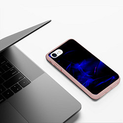 Чехол iPhone 7/8 матовый Синий дым узоры, цвет: 3D-светло-розовый — фото 2