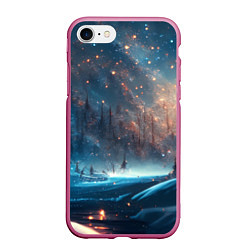 Чехол iPhone 7/8 матовый Сказочный лес, цвет: 3D-малиновый