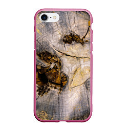 Чехол iPhone 7/8 матовый Текстура пня сосны, цвет: 3D-малиновый