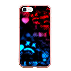 Чехол iPhone 7/8 матовый Lil peep neon rap music, цвет: 3D-светло-розовый