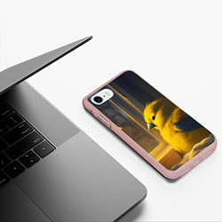 Чехол iPhone 7/8 матовый Дождь и жёлтая птица, цвет: 3D-светло-розовый — фото 2