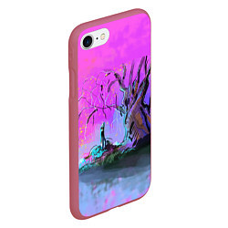 Чехол iPhone 7/8 матовый Волшебное дерево, цвет: 3D-малиновый — фото 2