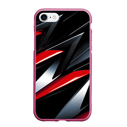 Чехол iPhone 7/8 матовый Red black abstract, цвет: 3D-малиновый