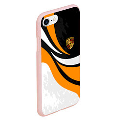 Чехол iPhone 7/8 матовый Porsche - Оранжевая абстракция, цвет: 3D-светло-розовый — фото 2